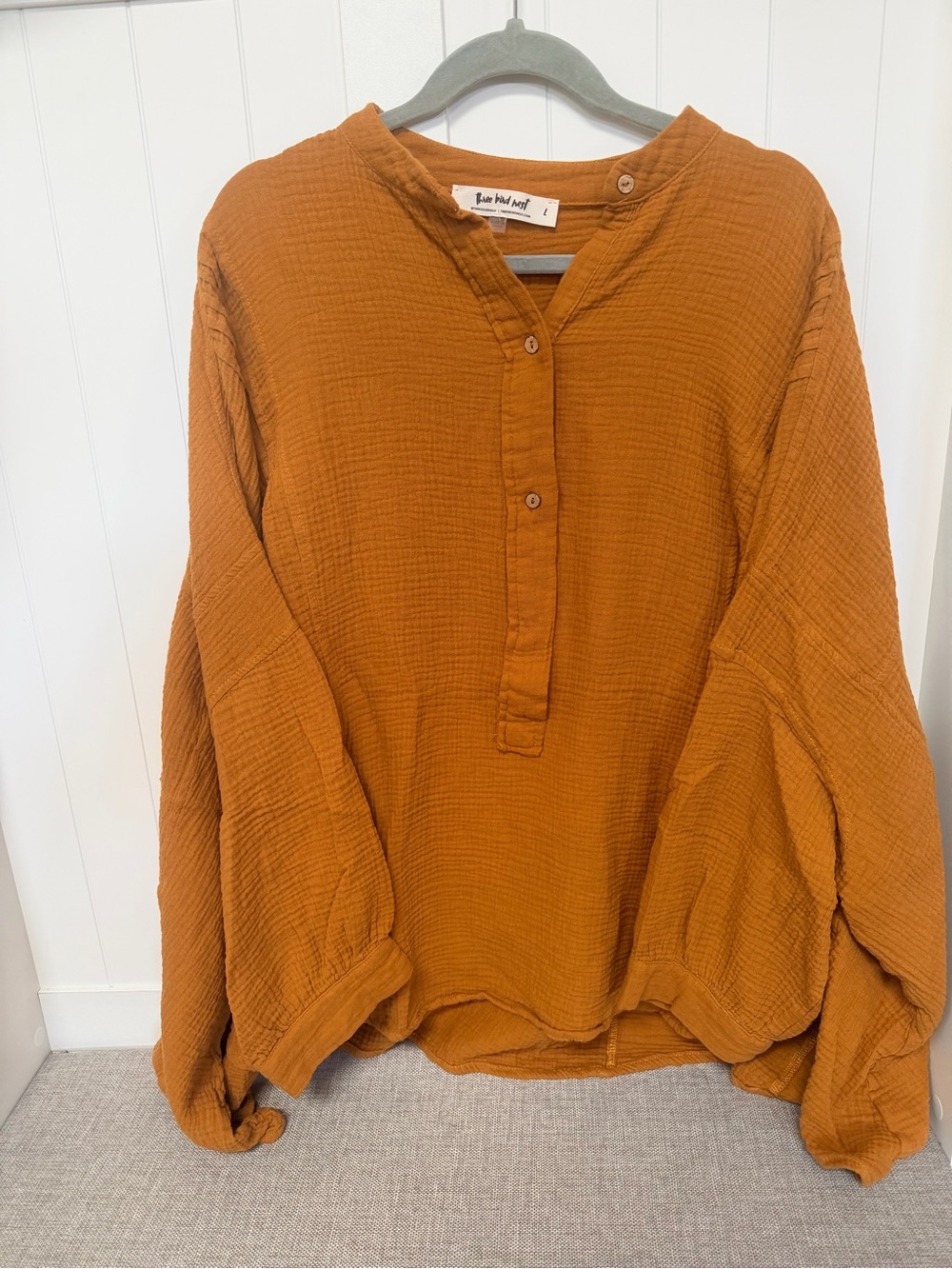 Three Bird Nest Mustard Oversized Gauze Peasant Boho Tunic Poncho